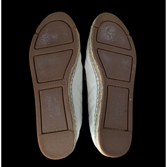 Talbots Izzy White Soft Leather Quilted Black Cap Toe Napa Espadrille Flats Sz 8 - Picture 4 of 8